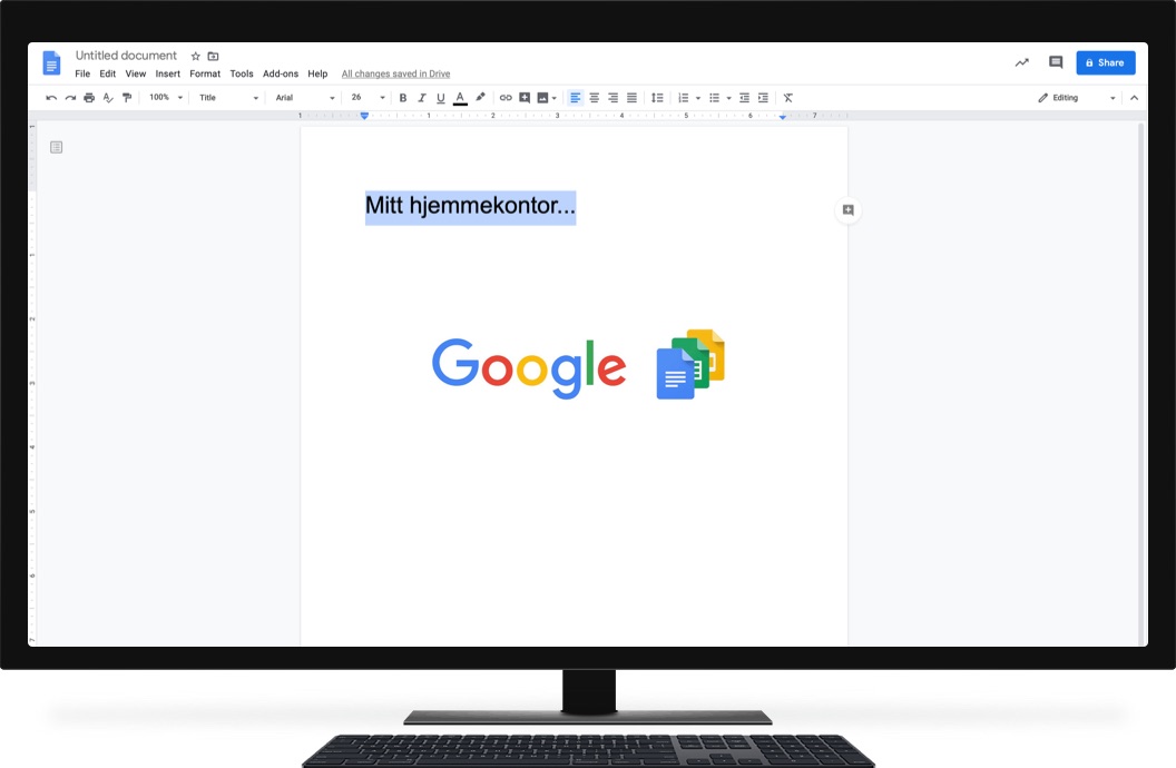 Skjerm med Google Docs